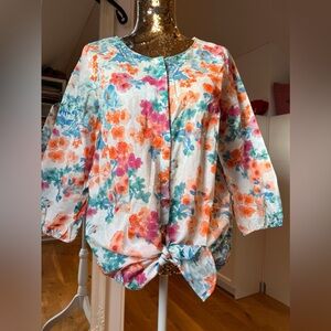 Zara Floral Tie-Front Blouse
